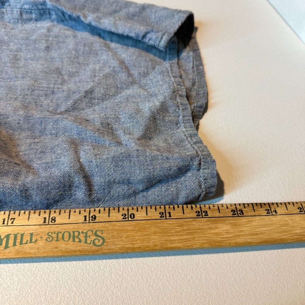FLAX Women M Linen Pant Wide Leg Cropped Stretch Blue Breathable Lightweight - Picture 7 of 8